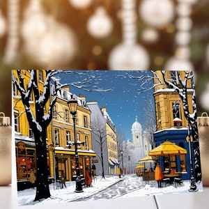 10x Paris Winter Scene / Christmas Card / Festive Greeting Card (Pack of 10) / Art Greeting Card