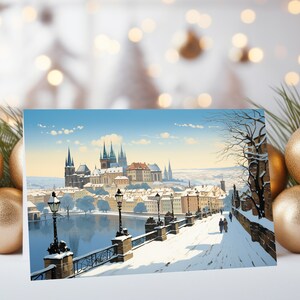 10x Scena invernale di Praga / Praga / Biglietto di Natale / Biglietto di auguri festivo (confezione da 10) / Biglietto di auguri artistico