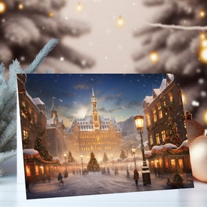 Imprimible de Viena, un lugar de interés invernal con nieve, descarga instantánea para imprimir, tamaño A5 y más pequeño