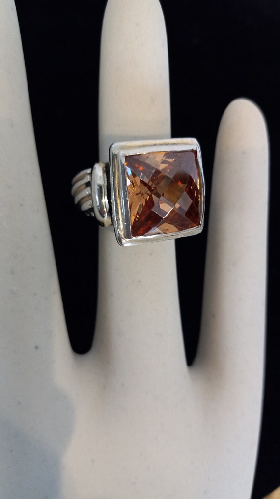 Large Beveled Yellow Quartz Ring - image 1