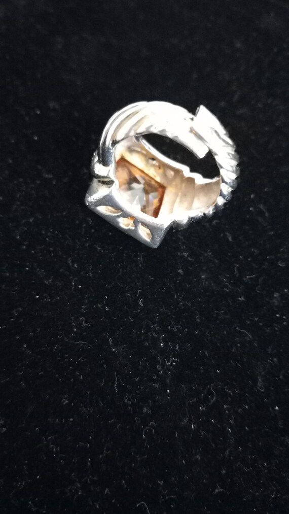 Large Beveled Yellow Quartz Ring - image 3