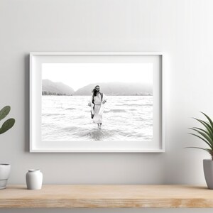 Jesus Walking on Water Art Black and White &quot;Be Still&quot; Christian Art LDS Art Christian Modern Wall Art