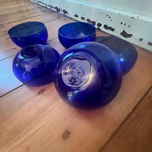Antique blue glass bowls