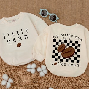 Little Bean Baby Bodysuit, My Birthstone Is a Coffee Bean Romper, Coffee Baby Outfit, Minimalist Baby Clothes, Newborn Unisex Baby Outfits