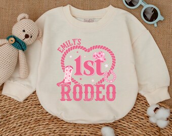 Personalized 1st Rodeo Birthday Romper, Cow Girl Birthday Bodysuit, Western Country Birthday Outfit, Baby Girl Birthday, First Birthday Gift