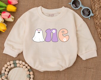 Groovy Spooky One Baby Romper, Halloween Ghost Bodysuit, Halloween First Birthday, Halloween Baby Shower, Fall Baby Outfit, Bubble Romper