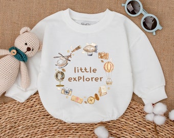 Little Explorer Baby Bodysuit, Vintage Adventure Romper, Tiny Adventurer Baby Romper, Adventure Baby Outfit, Bubble Romper, Baby Clothing