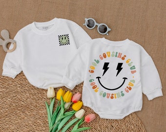 Cool Cousins Club Romper, Cousin Crew Bodysuit, Cousin Crew Kids T-Shirt, Smiley Face Outfit, Family Reunion Outfit, Matching Family Clothes