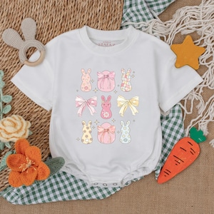 Cute Easter Bunny Baby Romper, Easter Baby Girl Bodysuit, My First Easter Outfit, Baby Girl Clothes, Bubble Romper, Easter Day Baby Gift