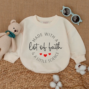 Made With A Lot Of Faith And A Little Science Romper, IVF Baby Bodysuit, New Baby Bodysuit, Newborn Baby Clothes, Pregnancy Announcement