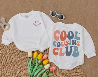 Cool Cousins Club Romper, Cousin Crew Bodysuit, Smiley Face Outfit, Family Reunion Outfit, Matching Family Clothes, Pregnancy Announcement