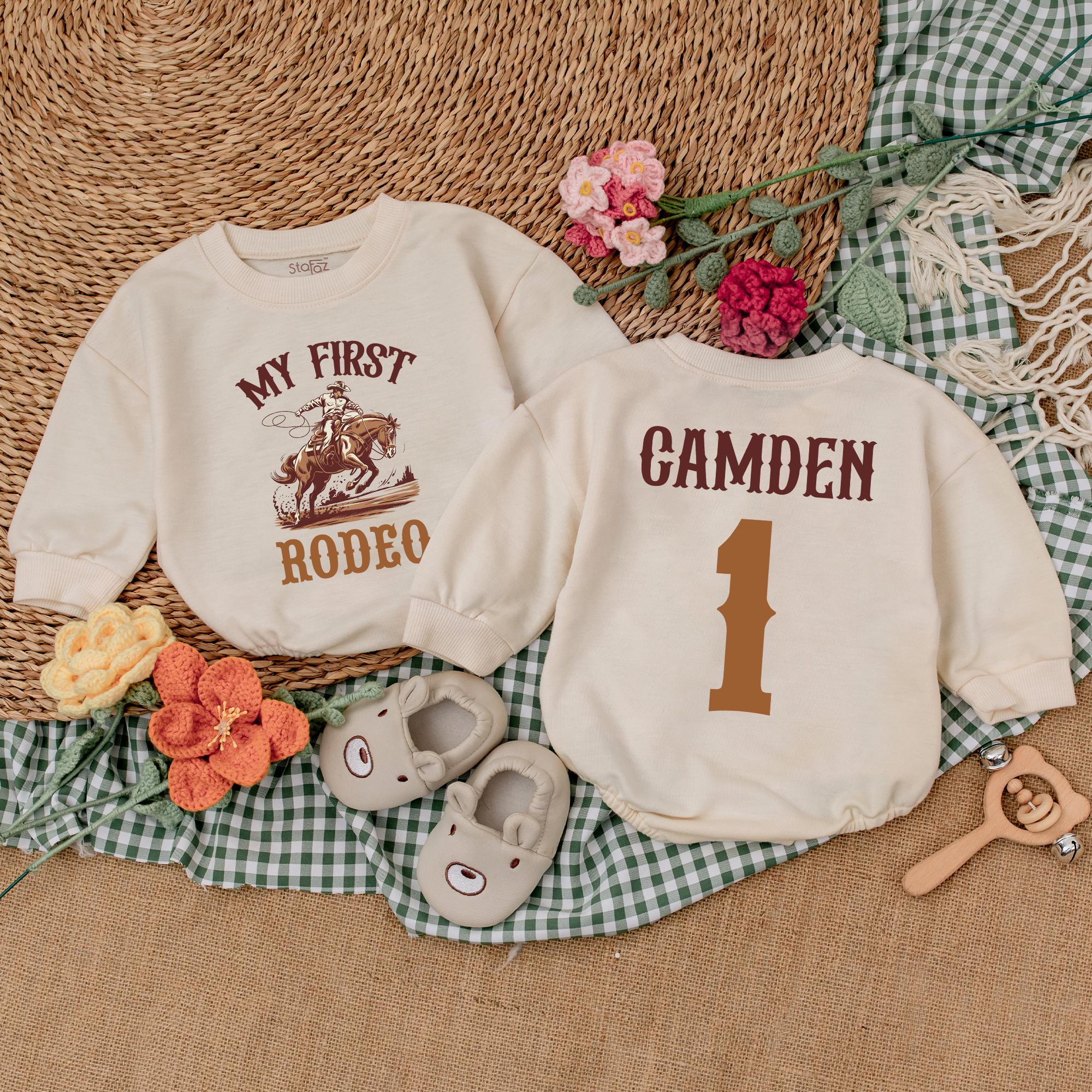 Personalized My First Rodeo Birthday Romper, Western Birthday Bodysuit ...