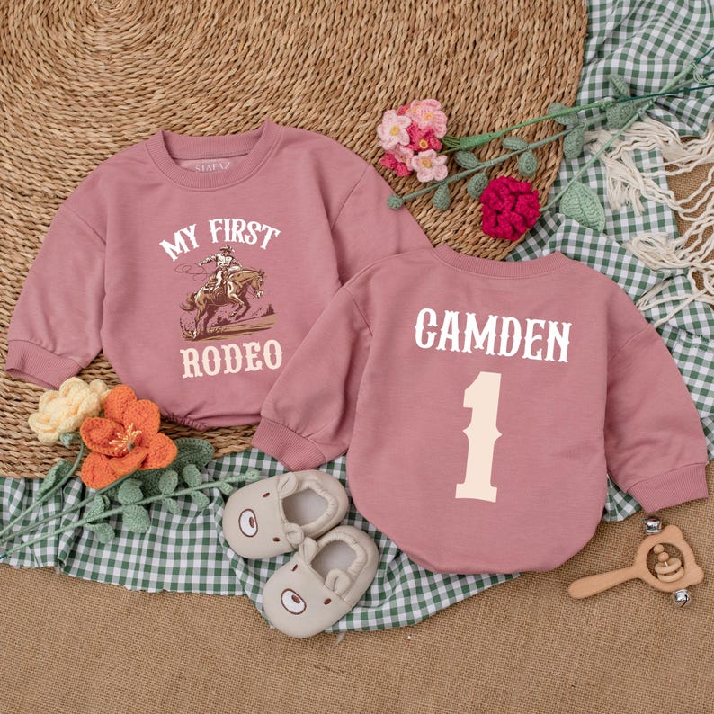 Personalized My First Rodeo Birthday Romper, Western Birthday Bodysuit ...