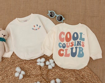 Cool Cousins Club Romper, Cousin Crew Bodysuit, Smiley Face Outfit, Family Reunion Outfit, Matching Family Clothes, Pregnancy Announcement