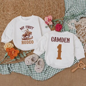 Personalized My First Rodeo Birthday Romper, Western Birthday Bodysuit ...