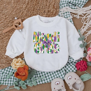 Mardi Gras Baby Romper, Cute Mardi Gras Bodysuit, Mardi Gras Baby Girl Outfit, Happy Mardi Gras Baby Clothes, Mardi Gras Outfit for Kids