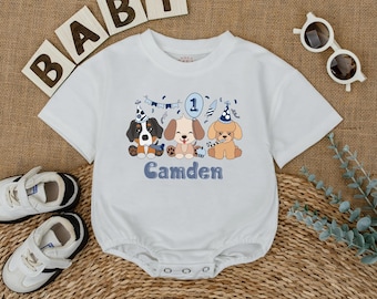 Personalized Let’s Pawty Puppy Birthday Romper, Dog Themed First Birthday Baby Bodysuit, Custom Name 1st Birthday Outfit, Dog Party Gift
