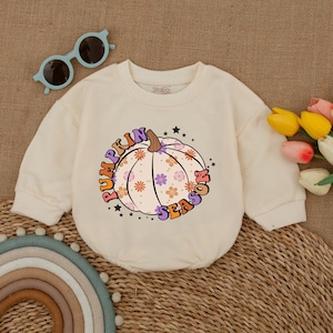 Pumpkin Season Baby Romper, Floral Pumpkin Bodysuit, Fall Baby Outfit, Halloween Baby Clothes, Halloween Baby Shower Gift, Bubble Romper