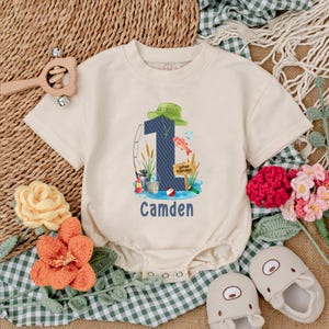 Personalized Fishing Birthday Baby Romper, Boy First Birthday Outfit, Baby Boy Bodysuit, Fishing Baby Shower Gift, Cute Fishing Gift