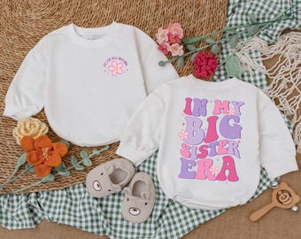 In My Big Sister Era Baby Romper, Cute Big Sis Bodysuit, Baby Girl Outfit, Big Sister Gift, Birth Announcement, Pregnancy Announcement