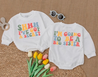 I've Got A Secret, I'm Going To Be A Big Sister Romper, Big Sister Sweatshirt, Big Sis T-Shirt, Baby Girl Clothes, Newborn Baby Clothing
