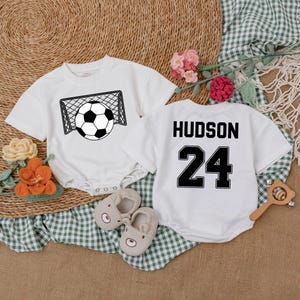 Personalized Soccer Baby Romper, I&#39;m Watching Soccer With Daddy Baby Bodysuit, Gameday Outfit, Father&#39;s Day Gift, Cute Soccer Lover Gift