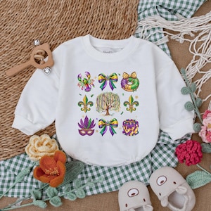 Cute Mardi Gras Baby Romper, Louisiana Mardi Gras Bodysuit, Mardi Gras Baby Outfit, Happy Mardi Gras Baby Clothes, Baby Shower Gift