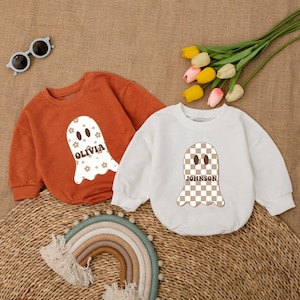 Custom Name Cute Boo Baby Romper, Little Boo Romper, Halloween Ghost Bodysuit, Fall Baby Outfit, Halloween Baby Shower Gift, Bubble Romper