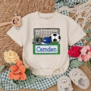 Personalized Soccer Baby Romper, Soccer With Daddy Bodysuit, Gameday Baby Boy Clothes, Soccer Baby Shower Gift, Cute Soccer Lover Gift