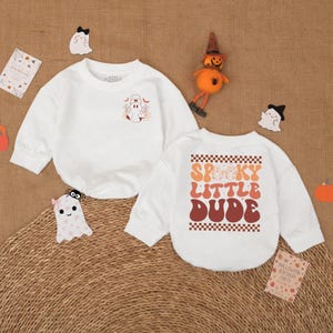 Spooky Little Dude Halloween Baby Romper, Boy Ghost Baby Bodysuit, Cute Baby Boy First Halloween Outfit, Infant Halloween Costume