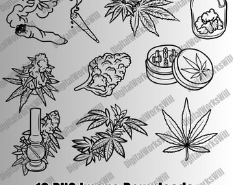 10 Stoner Weed Marijuana Clip Art Bundle Cyfrowe obrazy PNG do pobrania