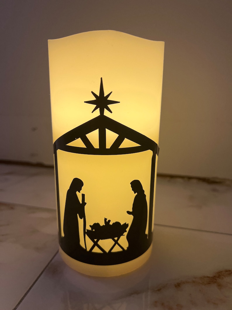 Nativity Scene Candle Etsy