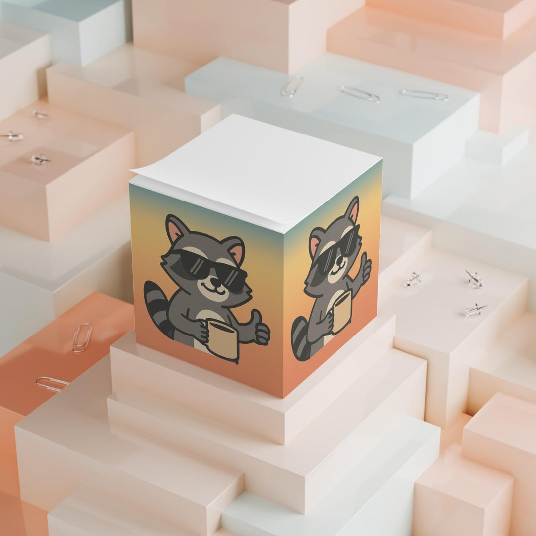 Raccoon Note Cube – Fun Desk Accessory, Raccoon Lover Gift - Etsy