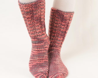 Women's Wool Hand-knitted Colorful Pink Socks
