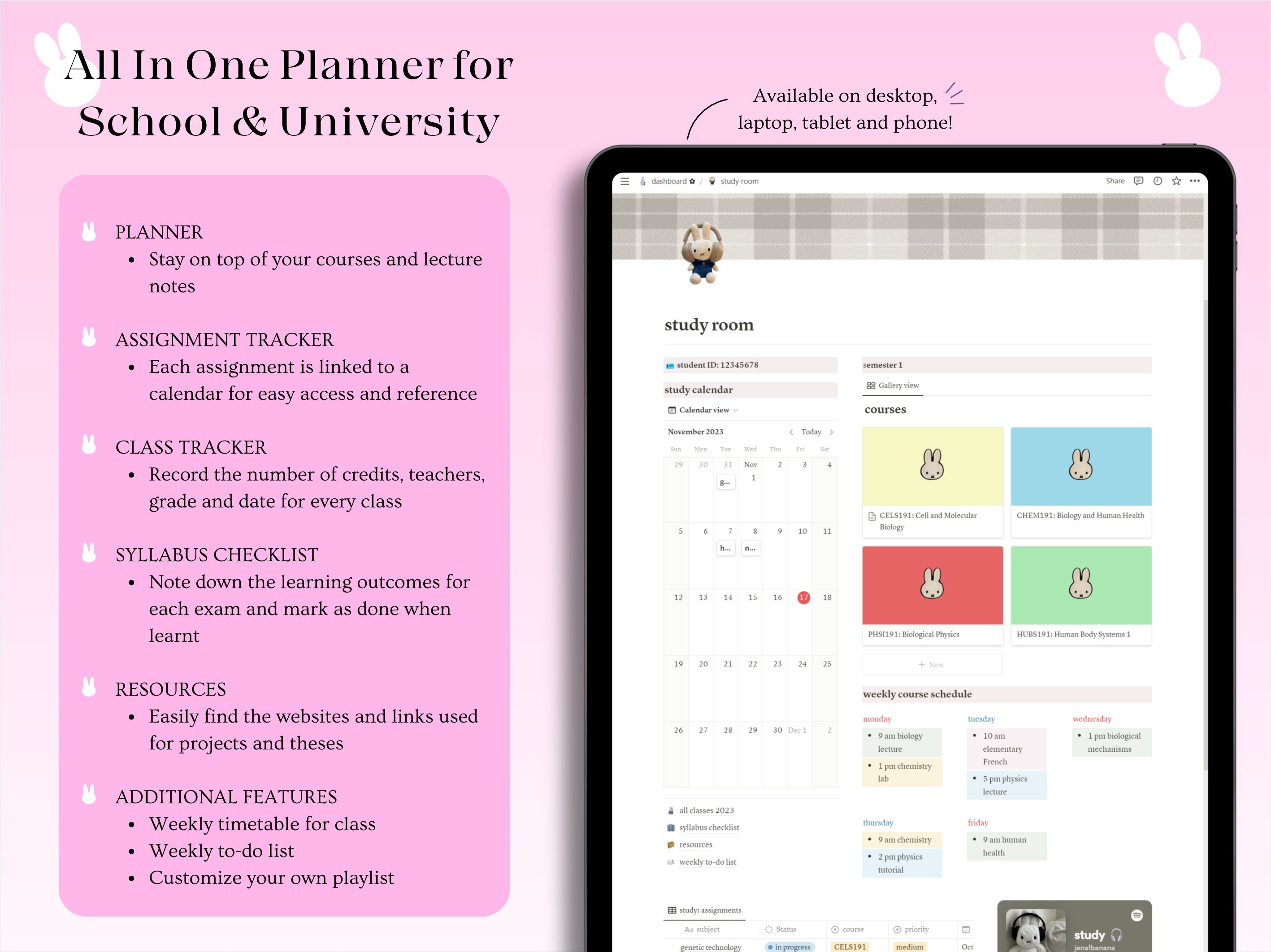 Notion Template - Student Academic Planner - Etsy