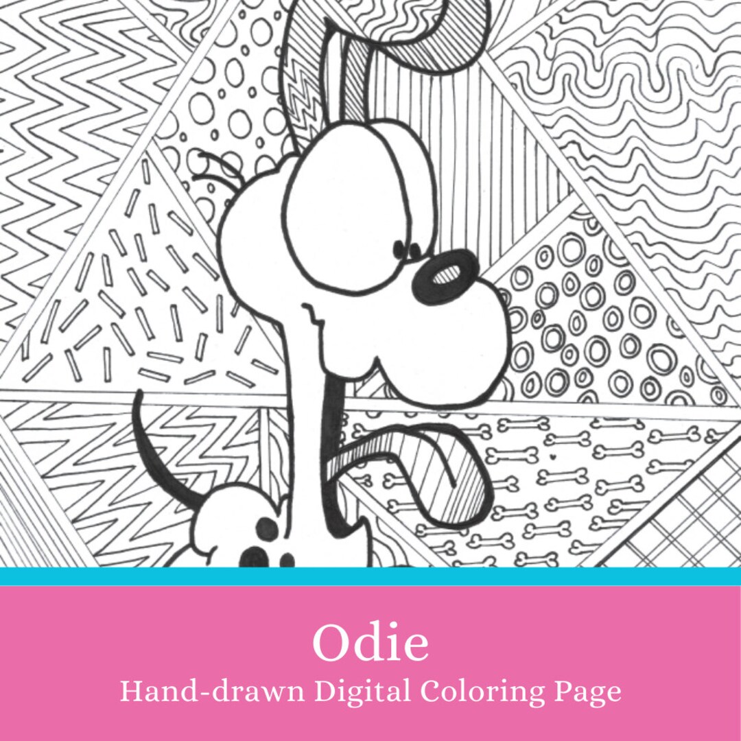 Odie from Garfield Hand-drawn Coloring Page Digital Download - Etsy