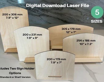 Arch Display Signs - Bundle of Five Sizes with Optional Shelf SVG DXF AI Laser Cut File png pdf - Instant Download