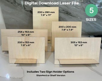 Square Display Signs - Bundle of Five Sizes with Optional Shelf SVG DXF AI Laser Cut File png and pdf - Instant Download