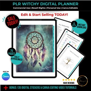 PLR DIGITAL PLANNER - Digitaler Planer Plan, Witchy Digitaler Planer, Canva Digitaler Planner, Wiederverkaufsrechte Digitales Produkt, Undatierter Planer