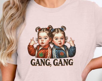 Gang Gang Baby T-Shirt, Sarcastic Adult Humor Graphic Tee, Edgy Cannabis Rose Tote Bag, Ironic Cool Mom Dad Gift