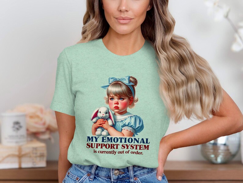 Funny Adult Humor Tee, My Emotional Support System T-Shirt, Sarcastic Retro Quote Shirt, Trendy Retro Graphic Tee, Out of Order Tee image 3
