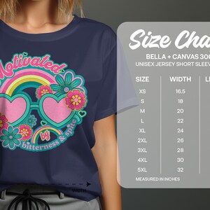 Motivated by Bitterness and Spite T-Shirt, Retro Groovy Design, Cute Heart Sunglasses Shirt, Colorful Floral Tee, Vintage Style Top image 6