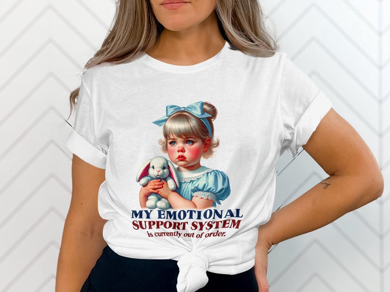 Funny Adult Humor Tee, My Emotional Support System T-Shirt, Sarcastic Retro Quote Shirt, Trendy Retro Graphic Tee, Out of Order Tee image 5