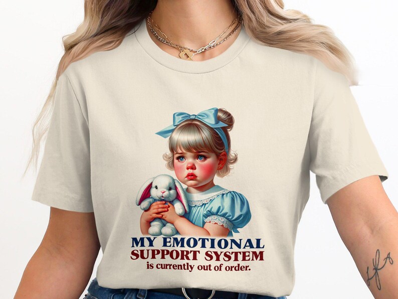 Funny Adult Humor Tee, My Emotional Support System T-Shirt, Sarcastic Retro Quote Shirt, Trendy Retro Graphic Tee, Out of Order Tee image 8