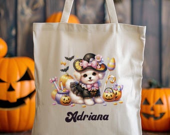 Personalisierte Süßes oder Saures Tasche, Benutzerdefinierte Pudel-Halloween-Tasche, Halloween-Tasche, Kinder-Halloween-Tasche mit Namen, Benutzerdefinierte Süßes oder Saures-Taschen 32