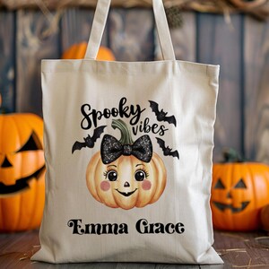 Personalized Trick or Treat Bag, Custom Halloween Bag, Halloween Tote, Kids Halloween Bag with Name, Custom Trick-or-Treat Bags 24