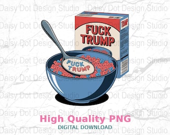 面白い反トランプシリアルPNG：政治風刺アート（デジタルダウンロード）