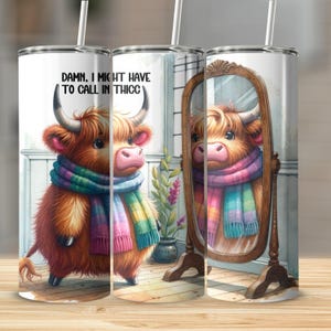 Cute Highland Cow Tumbler, Funny Highland Cow Quote Tumbler, Colorful Highland Cow Art, Unique Cow Lover Gift, Animal Tumbler Mug