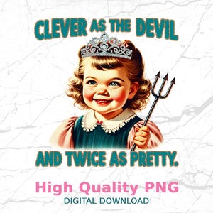 Clever Devil Retro T-Shirt Design: Sarcastic PNG (Digital Download)