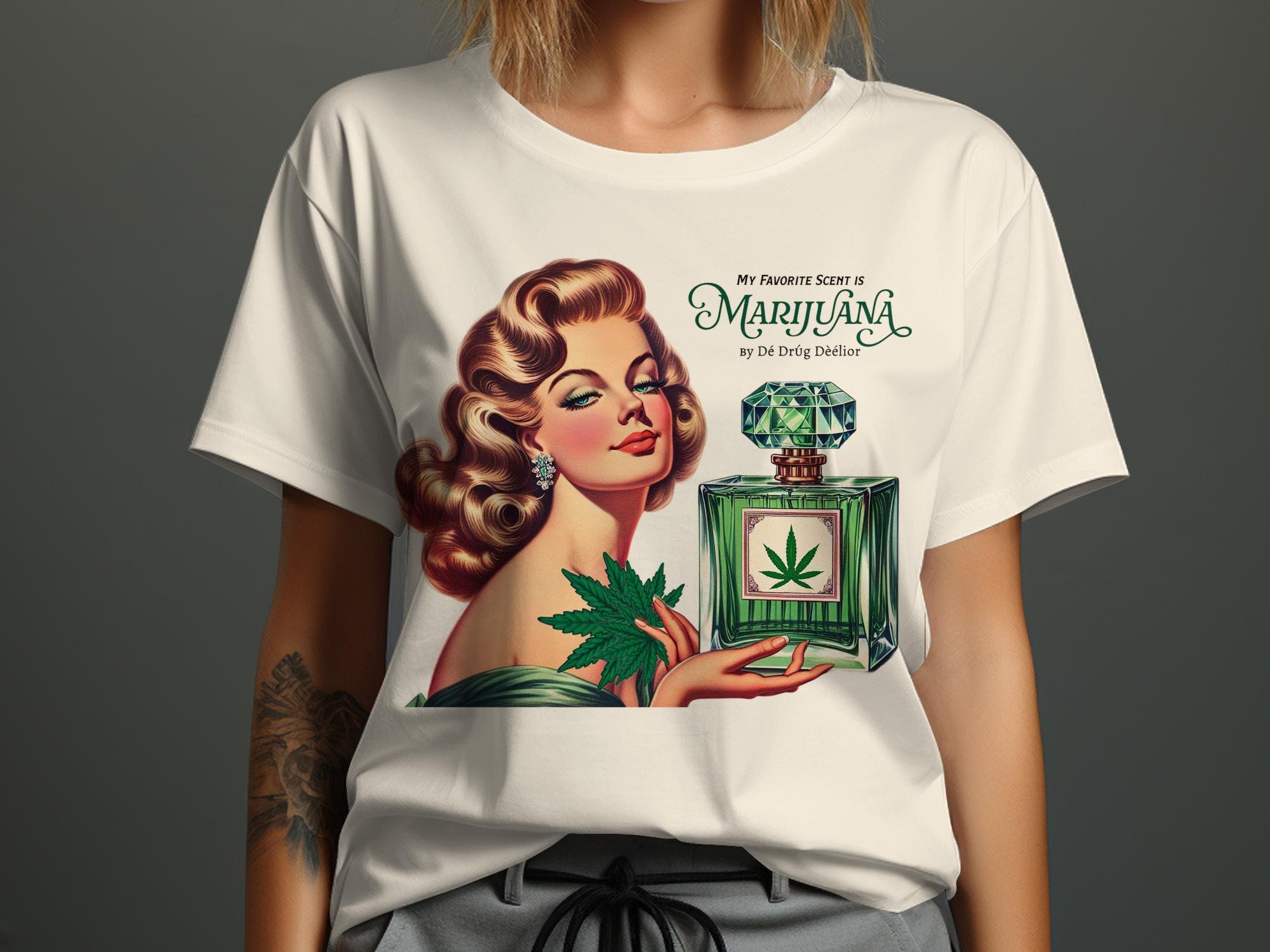 Retro Pin-up Girl Marijuana Scent T-shirt, Funny Statement Tee